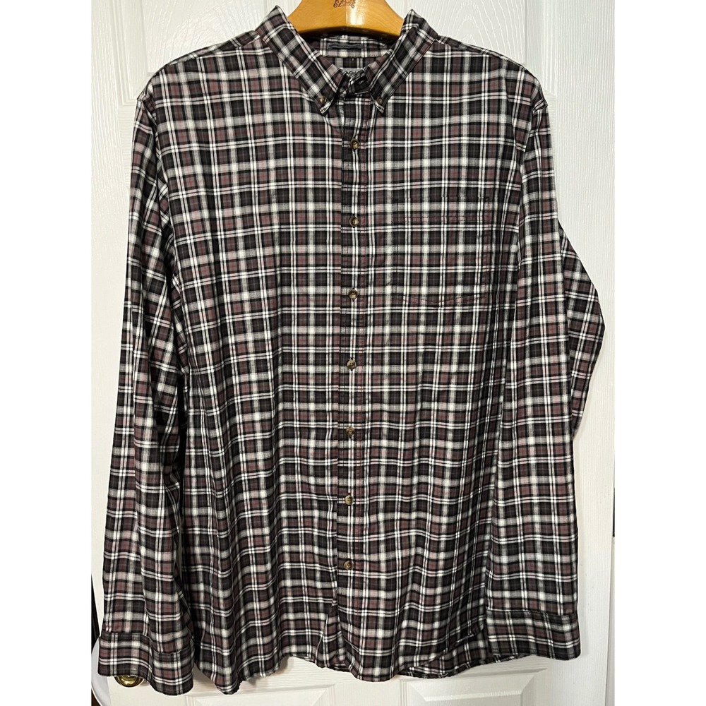 Guide Series Mens 3XLT Black Plaid Long Sleeve Button Up Shirt Wrinkle Resistant